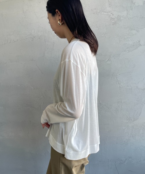 mizuiro ind/ミズイロインド] ガーゼ ワイドシアーTシャツ（T