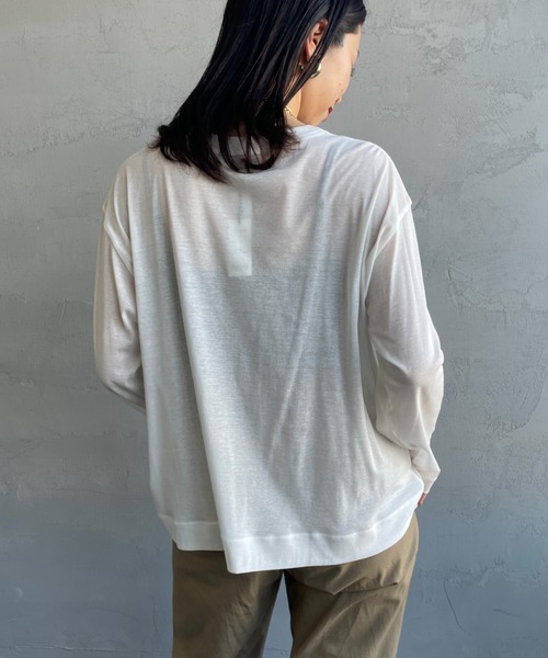 mizuiroind（ミズイロインド）の「[mizuiro ind/ミズイロインド] ガーゼ ワイドシアーTシャツ（Tシャツ/カットソー・レディース・ブラック/オフホワイト/ブルー・F）」の17枚目の写真