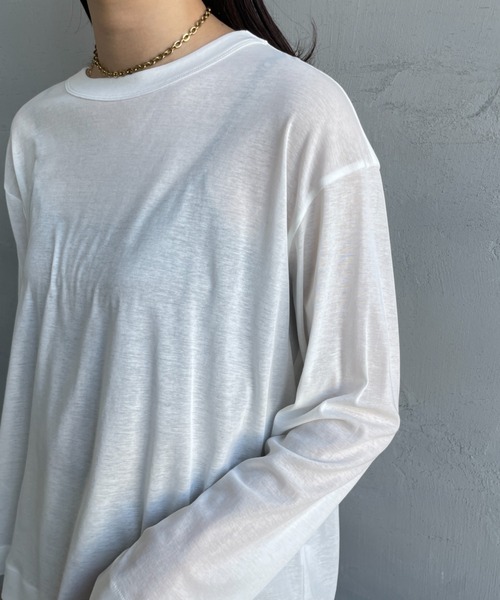 mizuiroind（ミズイロインド）の「[mizuiro ind/ミズイロインド] ガーゼ ワイドシアーTシャツ（Tシャツ/カットソー・レディース・ブラック/オフホワイト/ブルー・F）」の18枚目の写真
