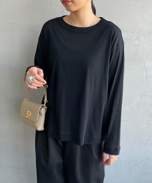 mizuiro ind/ミズイロインド] ガーゼ ワイドシアーTシャツ（T
