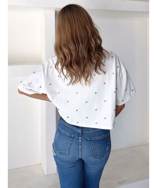 GYDA（ジェイダ）の「VIBINビジュースタッズショートTシャツ（Tシャツ/カットソー・レディース・オフホワイト/ブラック/ライム・FREE）」の11枚目の写真