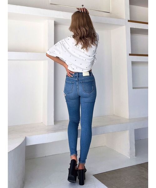 GYDA（ジェイダ）の「VIBINビジュースタッズショートTシャツ（Tシャツ/カットソー・レディース・オフホワイト/ブラック/ライム・FREE）」の15枚目の写真