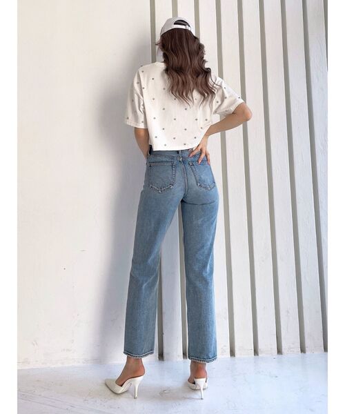 GYDA（ジェイダ）の「VIBINビジュースタッズショートTシャツ（Tシャツ/カットソー・レディース・オフホワイト/ブラック/ライム・FREE）」の22枚目の写真