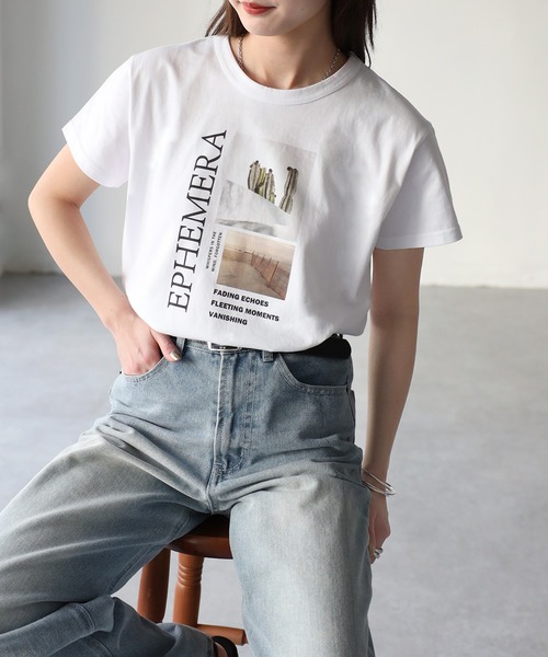 Riberry(リベリー)の「EPHEMERAフォトコンパクトTシャツ(Tシャツ/カットソー・レディース・ブラック/オフホワイト・FREE)」の12枚目の写真
