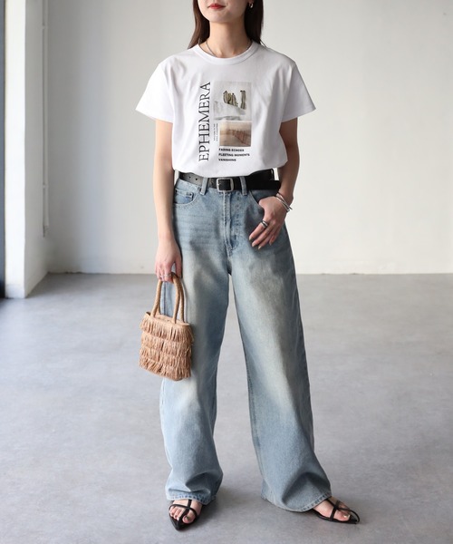 Riberry(リベリー)の「EPHEMERAフォトコンパクトTシャツ(Tシャツ/カットソー・レディース・ブラック/オフホワイト・FREE)」の6枚目の写真