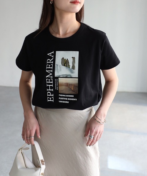 Riberry(リベリー)の「EPHEMERAフォトコンパクトTシャツ(Tシャツ/カットソー・レディース・ブラック/オフホワイト・FREE)」の7枚目の写真