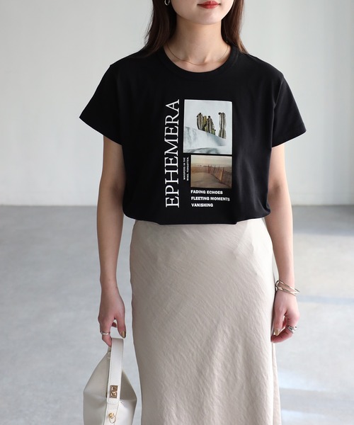 Riberry(リベリー)の「EPHEMERAフォトコンパクトTシャツ(Tシャツ/カットソー・レディース・ブラック/オフホワイト・FREE)」の10枚目の写真