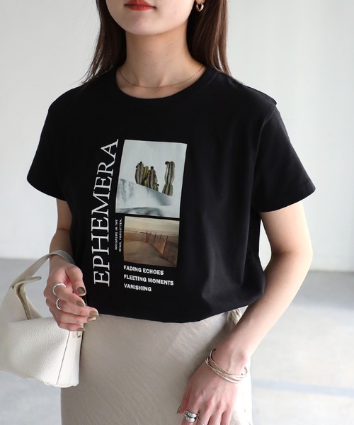 Riberry(リベリー)の「EPHEMERAフォトコンパクトTシャツ(Tシャツ/カットソー・レディース・ブラック/オフホワイト・FREE)」の17枚目の写真
