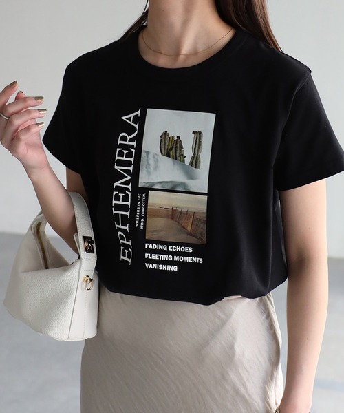 Riberry(リベリー)の「EPHEMERAフォトコンパクトTシャツ(Tシャツ/カットソー・レディース・ブラック/オフホワイト・FREE)」の8枚目の写真