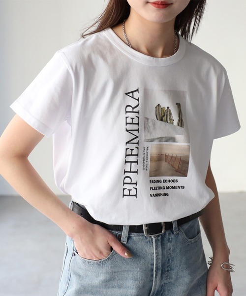 Riberry(リベリー)の「EPHEMERAフォトコンパクトTシャツ(Tシャツ/カットソー・レディース・ブラック/オフホワイト・FREE)」の5枚目の写真