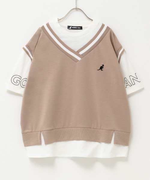 KANGOL（カンゴール）の「KANGOL ベストフェイクレイヤードTシャツ（Tシャツ/カットソー・キッズ・ベージュ/ブラック・130/140/150/160）」の2枚目の写真