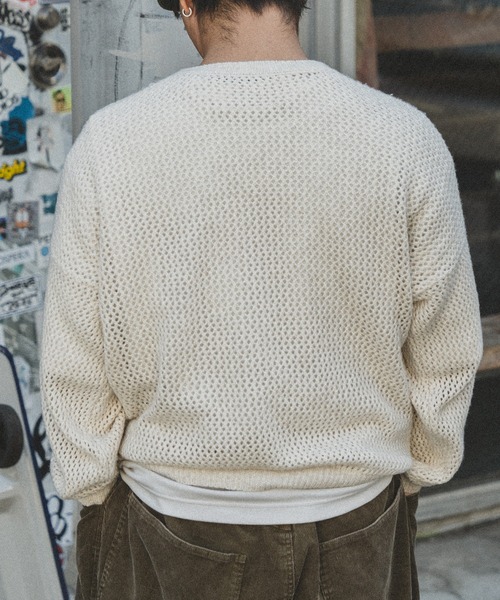 kutir(クティール)の「【低身長だからカッコよく着こなせるアイテム】グラフィックメッシュニット(ニット/セーター・メンズ・ブラック/アイボリー/ライトグレー・SMALL/MEDIUM)」の11枚目の写真