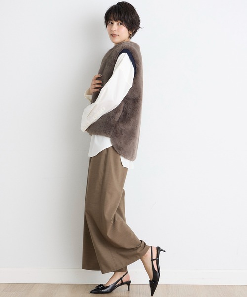 INED CLARO（イネドクラロ）の「エコファーベスト（ブルゾン・レディース・アイボリー/グレー/モカ・フリー）」の7枚目の写真