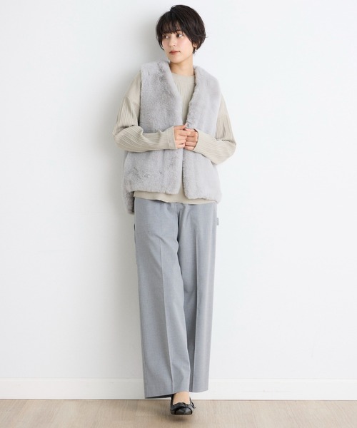 INED CLARO（イネドクラロ）の「エコファーベスト（ブルゾン・レディース・アイボリー/グレー/モカ・フリー）」の9枚目の写真