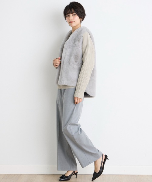 INED CLARO（イネドクラロ）の「エコファーベスト（ブルゾン・レディース・アイボリー/グレー/モカ・フリー）」の10枚目の写真