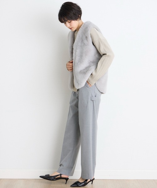 INED CLARO（イネドクラロ）の「エコファーベスト（ブルゾン・レディース・アイボリー/グレー/モカ・フリー）」の11枚目の写真