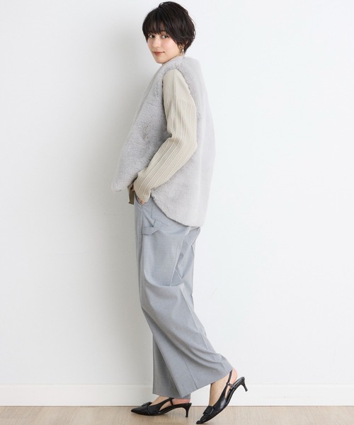 INED CLARO（イネドクラロ）の「エコファーベスト（ブルゾン・レディース・アイボリー/グレー/モカ・フリー）」の12枚目の写真