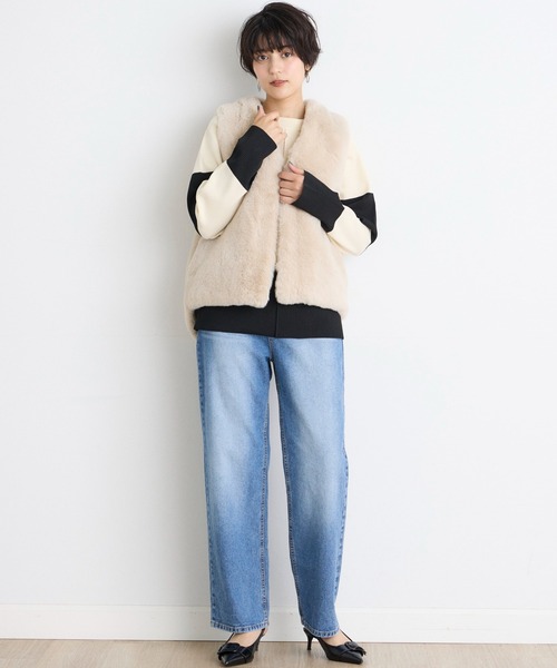 INED CLARO（イネドクラロ）の「エコファーベスト（ブルゾン・レディース・アイボリー/グレー/モカ・フリー）」の15枚目の写真