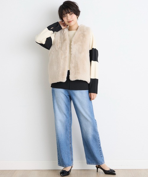 INED CLARO（イネドクラロ）の「エコファーベスト（ブルゾン・レディース・アイボリー/グレー/モカ・フリー）」の16枚目の写真