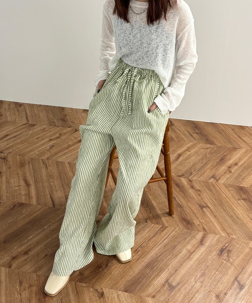 HYKE A1 4 STRIPED EASY PANTS Z ストライプパンツ stripe slacks – YZ