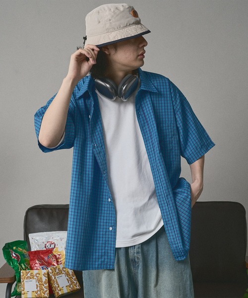 kutir(クティール)の「ロゴ刺繍ビックチェックシャツ(シャツ/ブラウス・メンズ・ライトブルー/ブルー・MEDIUM/LARGE)」の9枚目の写真