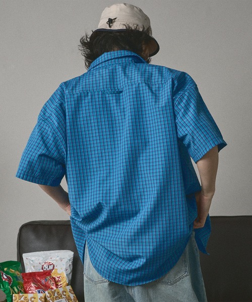 kutir(クティール)の「ロゴ刺繍ビックチェックシャツ(シャツ/ブラウス・メンズ・ライトブルー/ブルー・MEDIUM/LARGE)」の7枚目の写真