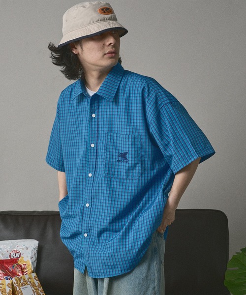 kutir(クティール)の「ロゴ刺繍ビックチェックシャツ(シャツ/ブラウス・メンズ・ライトブルー/ブルー・MEDIUM/LARGE)」の3枚目の写真