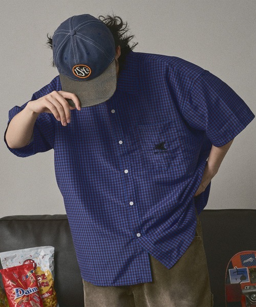 kutir(クティール)の「ロゴ刺繍ビックチェックシャツ(シャツ/ブラウス・メンズ・ライトブルー/ブルー・MEDIUM/LARGE)」の15枚目の写真