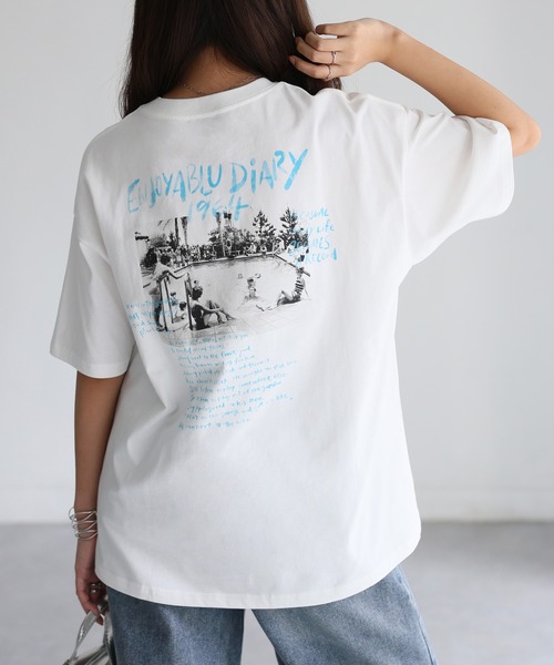Plage - バックプリントTシャツ セール】手書き風ロゴバックプリントフォトTシャツ（Tシャツ