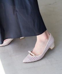 4.5cmフロントリボンレースパンプス