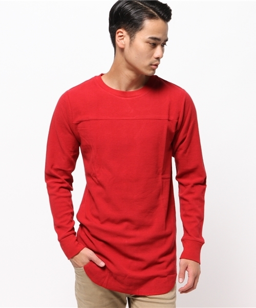 WEGO（ウィゴー）の「WEGO/ワッフルラウンドカットソー（Tシャツ/カットソー・メンズ・レッド/ホワイト/カーキ/ブラック・MEDIUM/LARGE）」の14枚目の写真