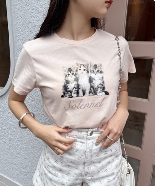 one after another NICE CLAUP(ワンアフターアナザーナイスクラップ)の「ねこアソートTee(Tシャツ/カットソー・レディース・ピンク/アイボリー/チャコールグレー/ピンク系その他・FREE)」の3枚目の写真