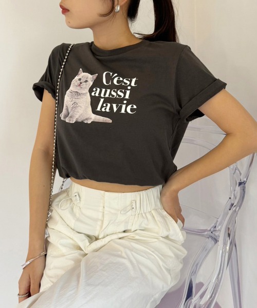 one after another NICE CLAUP(ワンアフターアナザーナイスクラップ)の「ねこアソートTee(Tシャツ/カットソー・レディース・ピンク/アイボリー/チャコールグレー/ピンク系その他・FREE)」の1枚目の写真