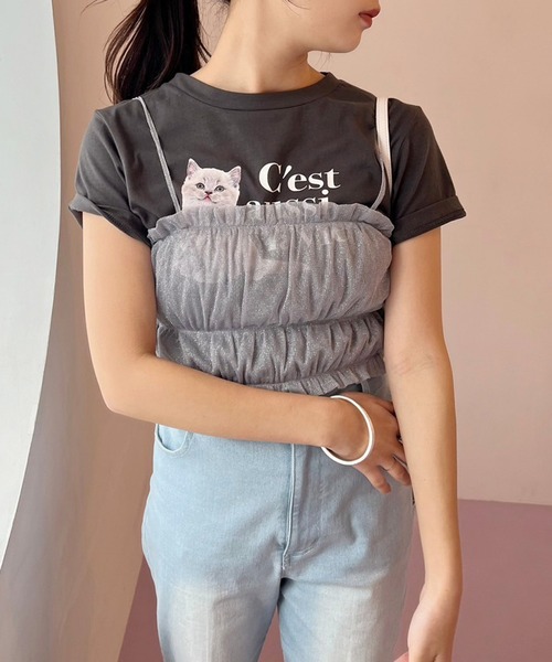 one after another NICE CLAUP(ワンアフターアナザーナイスクラップ)の「ねこアソートTee(Tシャツ/カットソー・レディース・ピンク/アイボリー/チャコールグレー/ピンク系その他・FREE)」の22枚目の写真