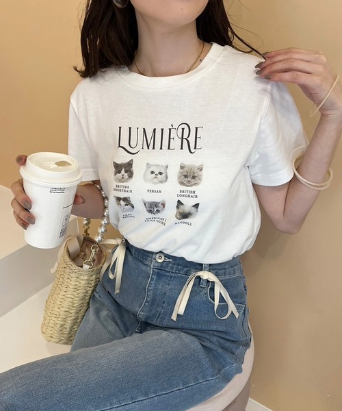 one after another NICE CLAUP(ワンアフターアナザーナイスクラップ)の「ねこアソートTee(Tシャツ/カットソー・レディース・ピンク/アイボリー/チャコールグレー/ピンク系その他・FREE)」の12枚目の写真