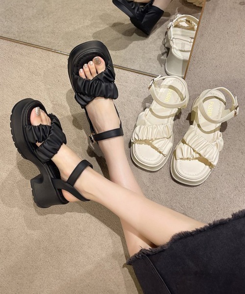 Miniministore（ミニミニストア）の「厚底サンダル 太ヒール クロスベルト 夏（サンダル・レディース・ブラック/アイボリー・23.0cm/24.5cm/22.5cm/24.0cm/23.5cm/25.0cm）」の22枚目の写真