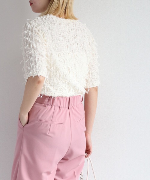 cepo（セポ）の「フリンジシンプルTee（Tシャツ/カットソー・レディース・ブラック/オフホワイト・M）」の8枚目の写真