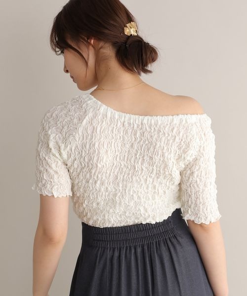 Andemiu(アンデミュウ)の「シャーリングカットT125016(Tシャツ/カットソー・レディース・ブラック/ピンク/オフホワイト・FREE)」の7枚目の写真