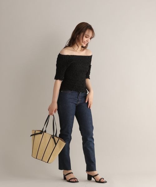 Andemiu(アンデミュウ)の「シャーリングカットT125016(Tシャツ/カットソー・レディース・ブラック/ピンク/オフホワイト・FREE)」の9枚目の写真