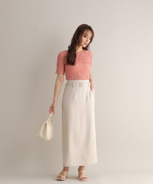 Andemiu(アンデミュウ)の「シャーリングカットT125016(Tシャツ/カットソー・レディース・ブラック/ピンク/オフホワイト・FREE)」の15枚目の写真
