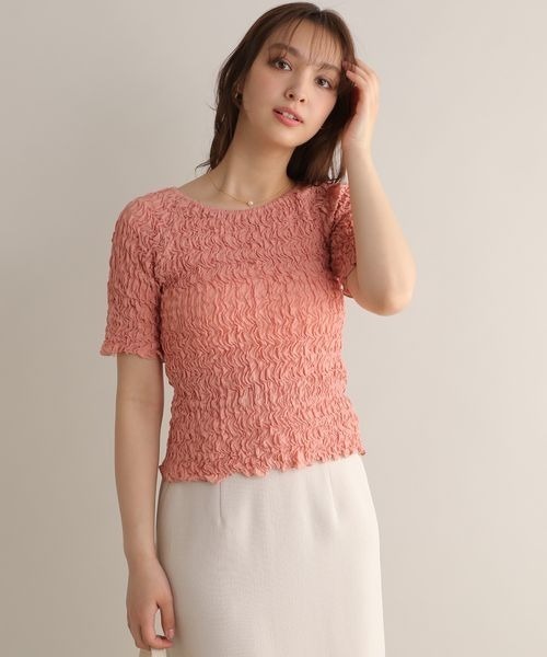 Andemiu(アンデミュウ)の「シャーリングカットT125016(Tシャツ/カットソー・レディース・ブラック/ピンク/オフホワイト・FREE)」の18枚目の写真