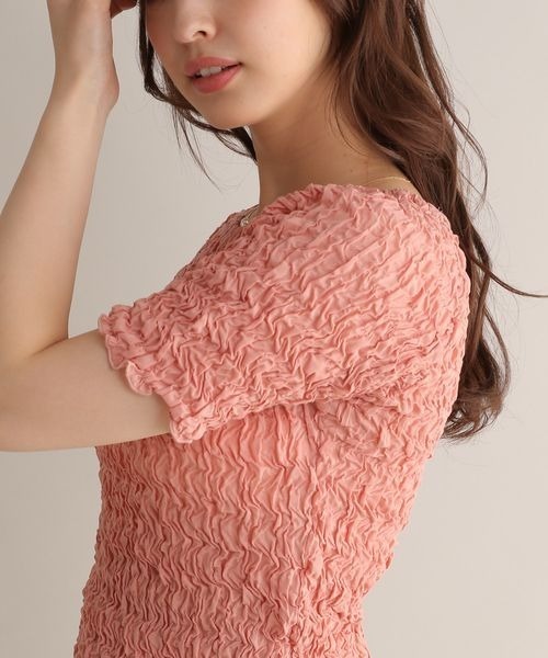 Andemiu(アンデミュウ)の「シャーリングカットT125016(Tシャツ/カットソー・レディース・ブラック/ピンク/オフホワイト・FREE)」の21枚目の写真
