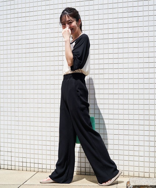 FREAK'S STORE(フリークスストア)の「限定展開 セルフカット リブ ワイドパンツ(その他パンツ・レディース・杢グレー/ナチュラル/ベージュ/ブラック/オレンジ/ネイビー・フリ-)」の16枚目の写真