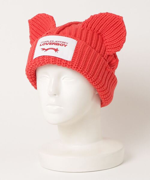 charles jeffrey（チャールズジェフリー）の「CHUNKY EARS BEANIE（ニットキャップ/ビーニー・レディース・レッド・ONE SIZE）」の4枚目の写真