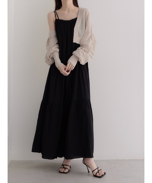 amel(エイメル)の「ティアードギャザーキャミドレス(ワンピース・レディース・ブラック・FREE)」の11枚目の写真