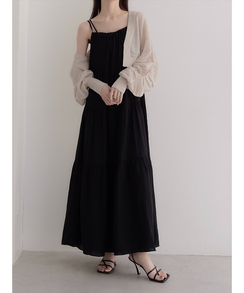 amel(エイメル)の「ティアードギャザーキャミドレス(ワンピース・レディース・ブラック・FREE)」の12枚目の写真