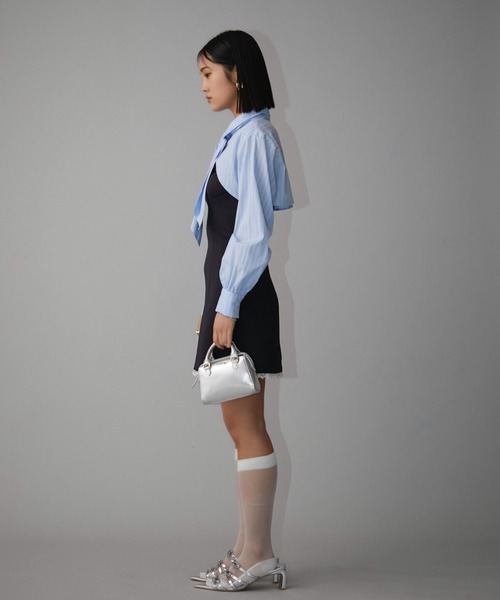 EIMY ISTOIRE(エイミーイストワール)の「ポイントロゴマルチショートシャツ(シャツ/ブラウス・レディース・ホワイト/ベージュ/サックスブルー・F)」の6枚目の写真