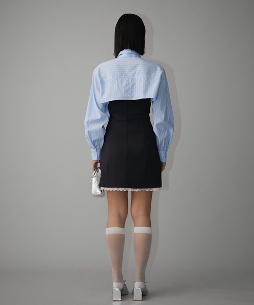 EIMY ISTOIRE(エイミーイストワール)の「ポイントロゴマルチショートシャツ(シャツ/ブラウス・レディース・ホワイト/ベージュ/サックスブルー・F)」の7枚目の写真