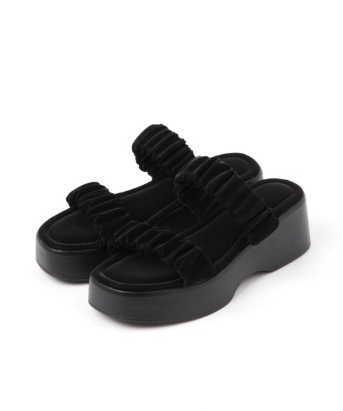 LAKOLE（ラコレ）の「ギャザーボリュームサンダル / 114250（サンダル・レディース・ブラック/シルバー・MEDIUM/LARGE）」の12枚目の写真