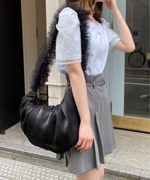one wayザッカ(ワンウェイザッカ)の「チュールハンドルショルダーバッグ(ショルダーバッグ・レディース・アイボリー/ブラック/グレー/イエロー・FREE)」の12枚目の写真
